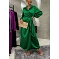 thumbnail image 3 of Side Tie Overlap Hem Dress, Green, X-Large, 3 of 5