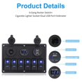 thumbnail image 4 of Kenally Panel de interruptores de aleación de aluminio para coches, barcos, RV, 6 entradas, medidor de voltaje USB Dual desmontable, Paneles de instrumentos para automóviles, 4 of 6