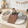thumbnail image 3 of Toddler Climbing Toys with Ball Pit – Foam Climber Blocks for Indoor Soft Play, Educational Playground Climber and Kids Playhouse in Coffee & Beige, 3 of 11