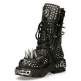 thumbnail image 5 of New Rock 1535-S1 Black Leather Studded Spike Gothic Boots 42, 5 of 6