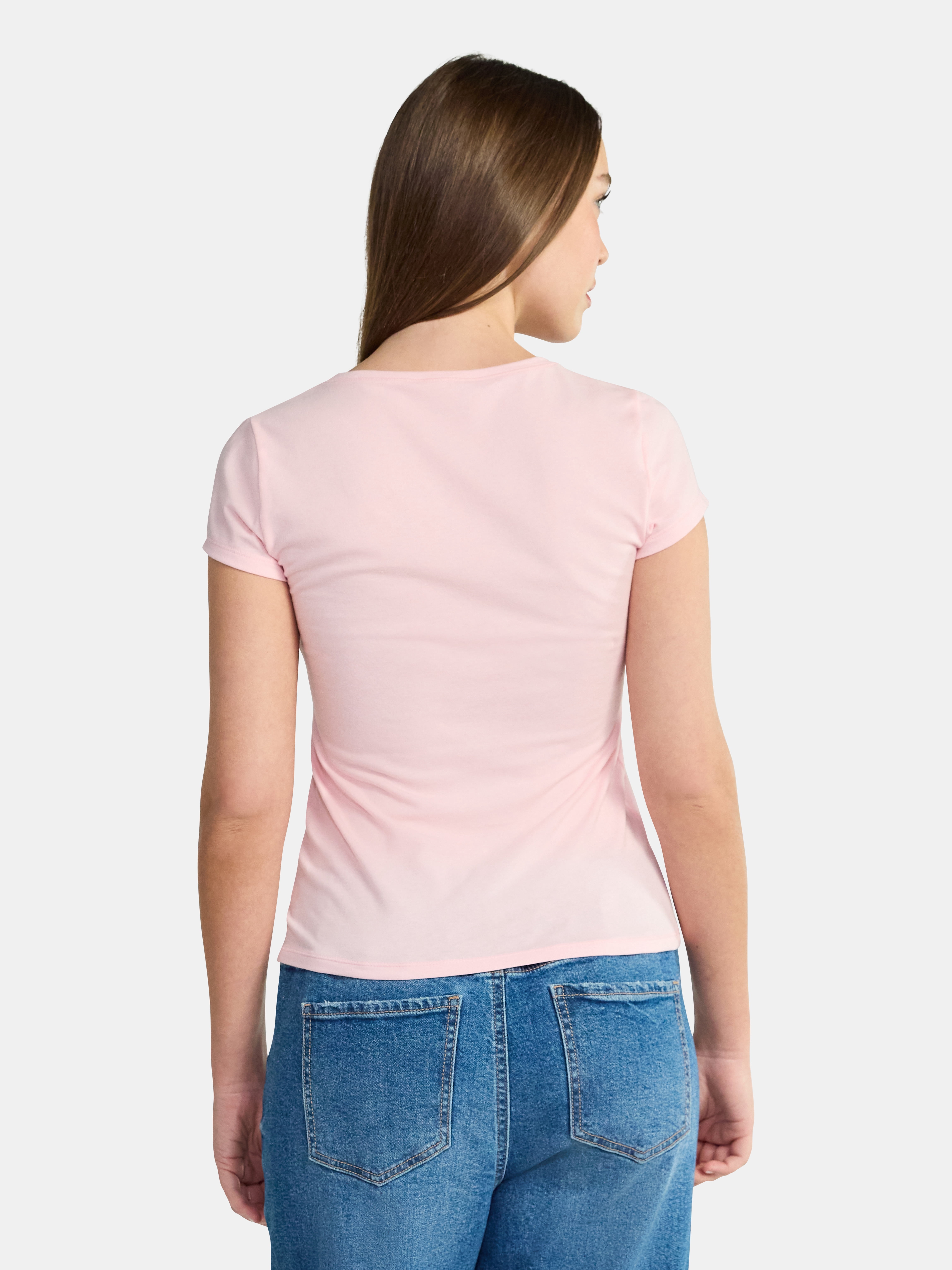 No Boundaries Crew Neck Tee with Short Sleeves, 1 or 3-Pack, Women’s Sizes XXS-XXL