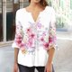 thumbnail image 2 of Camisetas con Cuello en V Mujeres Moda Impresa 3/4 Mangas Blusa, Top Cómodo Casual para el Hogar Y Diario, 2 of 5