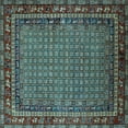 thumbnail image 1 of Ahgly Company Indoor Square Oriental Light Blue Industrial Area Rugs, 5' Square, 1 of 4