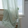 thumbnail image 4 of Zhuge Farmhouse Cotton Crochet Lace Window Curtain Panel with Tassels Rod Pocket Semi Sheer Hollow Curtains for Bedroom Living Room, 1 Piece (Green,59"x87"), 4 of 5