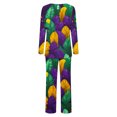 thumbnail image 5 of Puntoco Conjunto de pijama con parte superior y pantalones informales con estampado degradado para mujer, 5 of 5