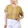 thumbnail image 5 of Agnes Orinda Women's Plus Size Tips Stripes Round Neck Short Sleeve Shirts Boho Summer Blouses, 5 of 7