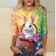 thumbnail image 2 of Tops de Cuello Redondo para las Mujeres Moda Carnaval Impreso 3/4 Manga Blusa, Imitación Suave Rack Casual Top, Uso Diario, 2 of 7