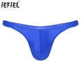 thumbnail image 2 of Traje de baño para hombre, traje de baño brillante con bolsa abultada, tangas, ropa interior de Color sólido, calzoncillos de cintura baja, bragas inferiores para tomar el sol, 2 of 5