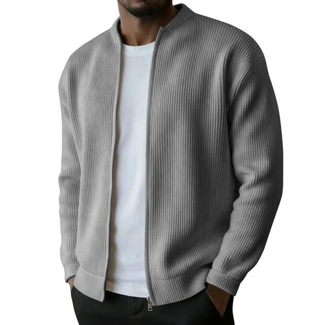 RXMEKW Short Sleeve Cardigan, Mens Casual Jacket with Zipper