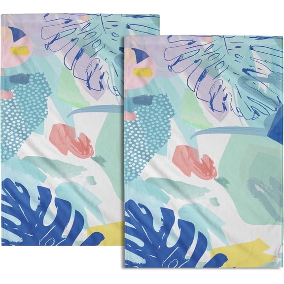 Palm Leaves Hand Towels Set of 2 Abstract Colorful Decor Kitchen Towels 24"x16" Dish Towel Super Soft Tea Towels for Home Decor