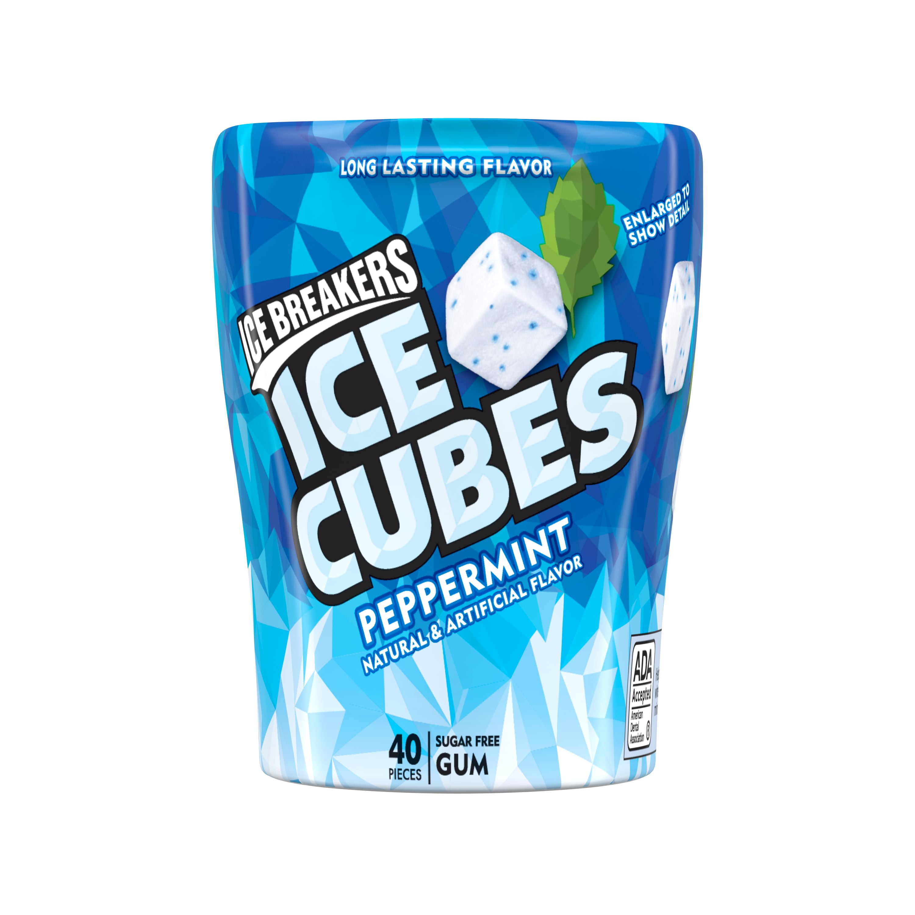 ICE BREAKERS, ICE CUBES, Peppermint Flavored Sugar Free Chewing Gum, Made with Xylitol, 40 Piece, Container, 4 Ct.