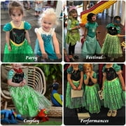 Jurebecia Princess Costume Halloween Dress Birthday Party up Clothes with Accessories Green 120 cm 5-6 Years