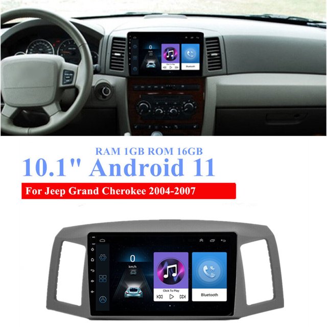 2+32GB 10in Android 13 Car Stereo for Jeep Grand Cherokee 2004-2007, Built-in Wireless CarPlay & Android Auto, GPS Navigation Head Unit with 4-LED Backup Camera, Bluetooth, WiFi, SWC