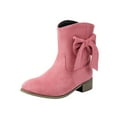 thumbnail image 2 of Viluyesy Womens Mid Calf Boots, Pull-On Chunky Heels Suede Leather Fall Winter Dress Boots Pink, 2 of 9