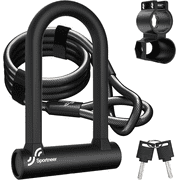 Heavy-Duty Portable Bike U-Lock with 5ft Steel Security Cable and Bracket, Anti Theft