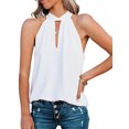 thumbnail image 1 of VISgogo Mujeres Halter Tops, Adultos Summer Loose Tie-up Color sólido Tank Tops (Blanco, Negro, Azul, Albaricoque Claro, Rosa Roja) VISgogo moda, 1 of 4