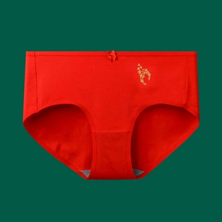 Odbmxy Panties for Women Clearance $5 Briefs Cotton Plus Size Underwear Women Everyday Solid Breathable Soft Red Underpants