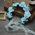 thumbnail image 1 of Zhuge Corona de flores rosas ajustable para mujeres y niñas, corona floral, guirnalda para bodas, festivales, fiestas, tocado, azul, 1 of 5