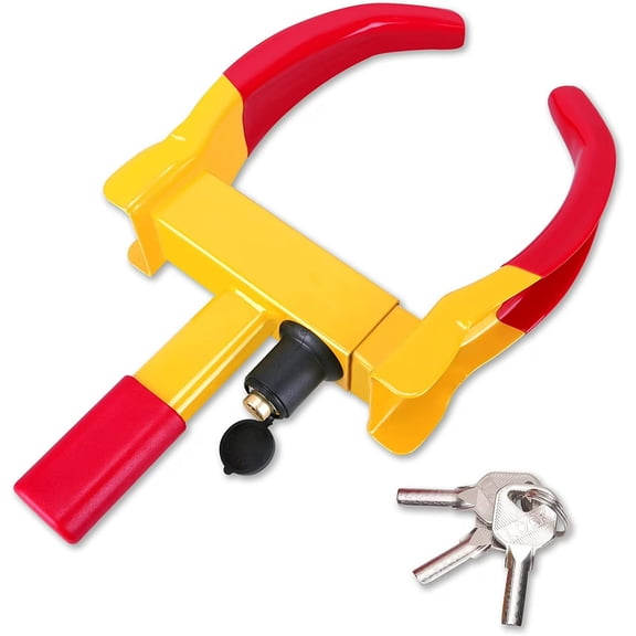 Universal Wheel Lock Heavy Duty Security Trailer Wheel Lock Tires Anti Theft for Car SUV Boat Motorcycle Golf Cart Great Deterrent Bright Color with 3 Keys