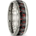 thumbnail image 4 of Titanium Polished With Black/Red Carbon Fiber Inlay 8mm Ring (Size 9.5) Made In China tb466-9.5, 4 of 5