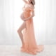 thumbnail image 2 of Vestido largo de maternidad con hombros descubiertos, elegante, con dobladillo suelto, vestido de mujer embarazada para sesión de fotos en tienda nupcial, 2 of 6