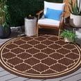 thumbnail image 3 of Safavieh Courtyard Amy Geometric Indoor/Outdoor Area Rug, Chocolate/Cream, 6'7" x 6'7" Round, 3 of 9