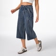 thumbnail image 2 of roswear Women's Capri Jeans Non-Stretch Culottes Pants with Elastic Waist, 2 of 6