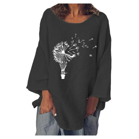 

Fsqjgq Womens Bulk Women Round Neck Long T-Shirt Tops Fashion Casual Print Cotton Line Sleeve Women s Blouse Long Sleep Shirts Women Polyester Black Xxl