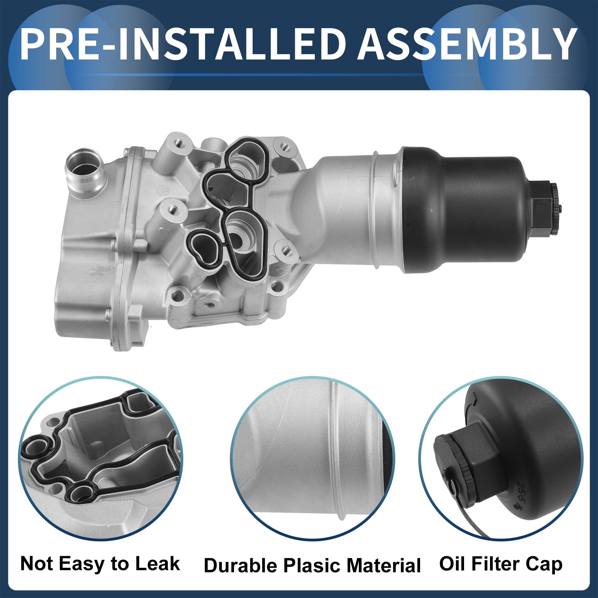 Engine Oil Filter Base Housing Assembly No.06F115397H for Audi A3 A4 TT Aluminum Alloy Silver Tone 1 Pc