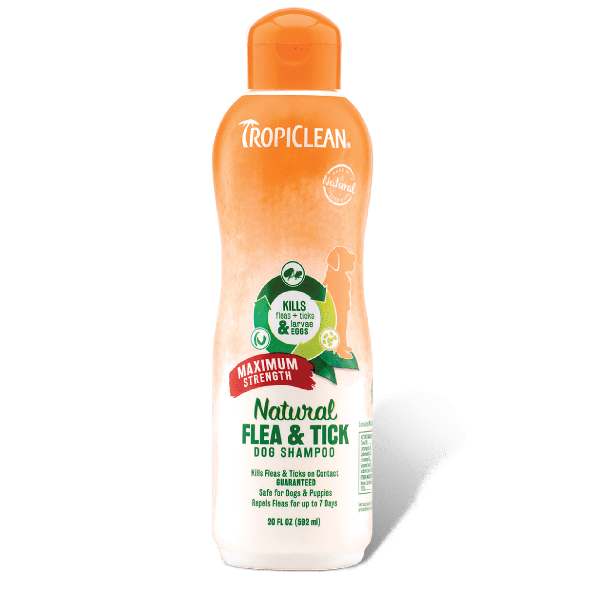 TropiClean Natural* Flea & Tick Maximum Strength Shampoo for Dogs, 20oz - Treatment Kills Fleas
