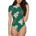 thumbnail image 2 of Picia Gingerbread Snowman Cookies Womens One Piece Swimsuits Modest Tummy Control Bathing Suits Lace Up Slimming Swim Suit-Small, 2 of 9