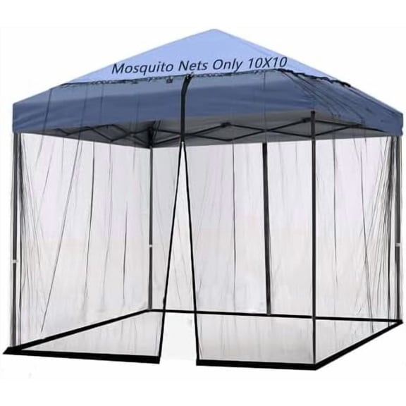 10x10 Mosquito Netting for Patio Camping Gazebo/Pop Up Canopy Tent,Double Door Side Screen Easy Installation Black（Only Mosquito Net No Frame） (Embedded 10x10)