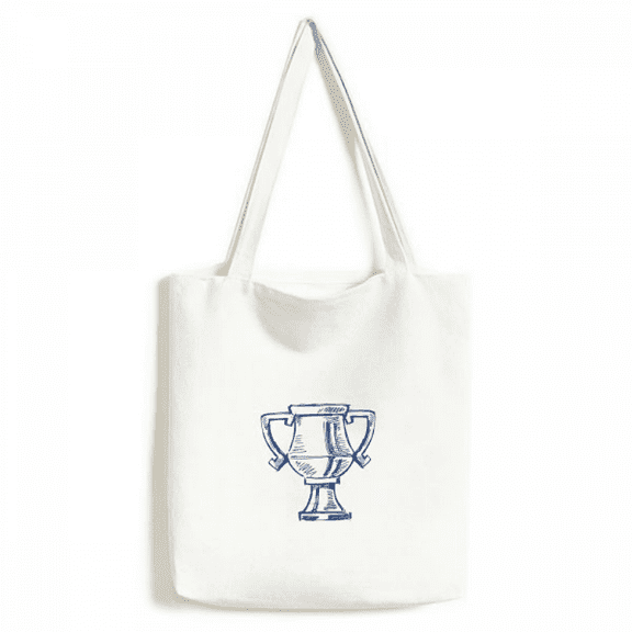 Football Championship Trophy Blue Tote Canvas Bag Shopping Satchel Casual Handbag