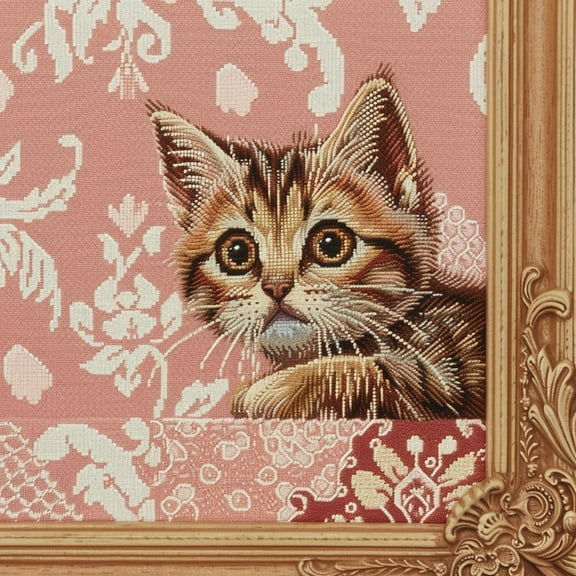 Cute Cat Peeking DIY 11CT Stamped Cross Stitch Kits for Beginners Easy Needlepoint Embroidery Counted Cross Stitch Art Craft for Wall Decoration 14x14inch(8)