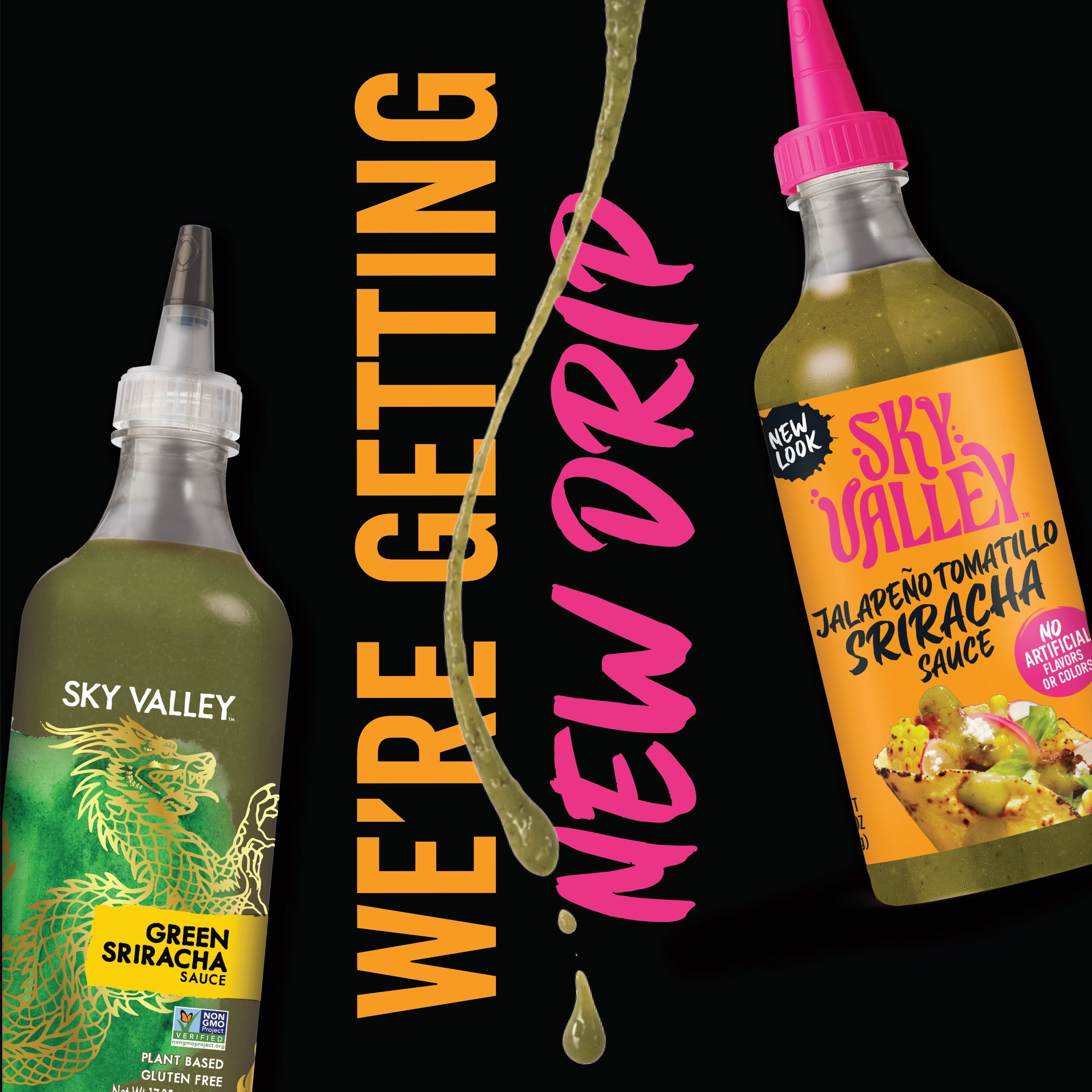 (3 pack) Sky Valley Jalapeño Tomatillo Sriracha Chili Hot Sauce, 17.25 oz