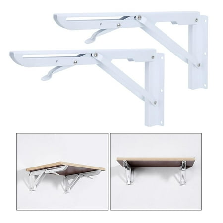 

Tebru Angle Bracket 2Pcs Household Wall-Mount Folding Wall Shelf Bracket Triangular Steel Angle Bracket Folding Bracket