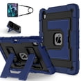 thumbnail image 2 of ELEHOLD 3-Layer Rugged Case For Apple iPad Air 11 (2025 / 2024) Heavy Duty Shockproof Cover, [Drop Protection], [Logo Visible], With Kickstand & Pencil Holder & Shoulder Strap, Navyblue+Black, 2 of 11