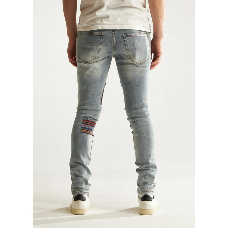 Embellish NYC Men's West Patchwork Distressed Skinny Fit Embellish NYC Men's West Patchwork Distressed Skinny Fit