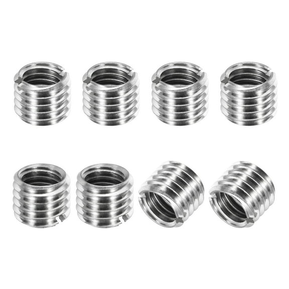 Thread Adapters Sleeve Reducing Nut, 8Pcs M10x1.5 Male to M8x1.25 Female Repairing Insert Nut Screw Reducer Conversion 303 Stainless Steel Fastener 8mm
