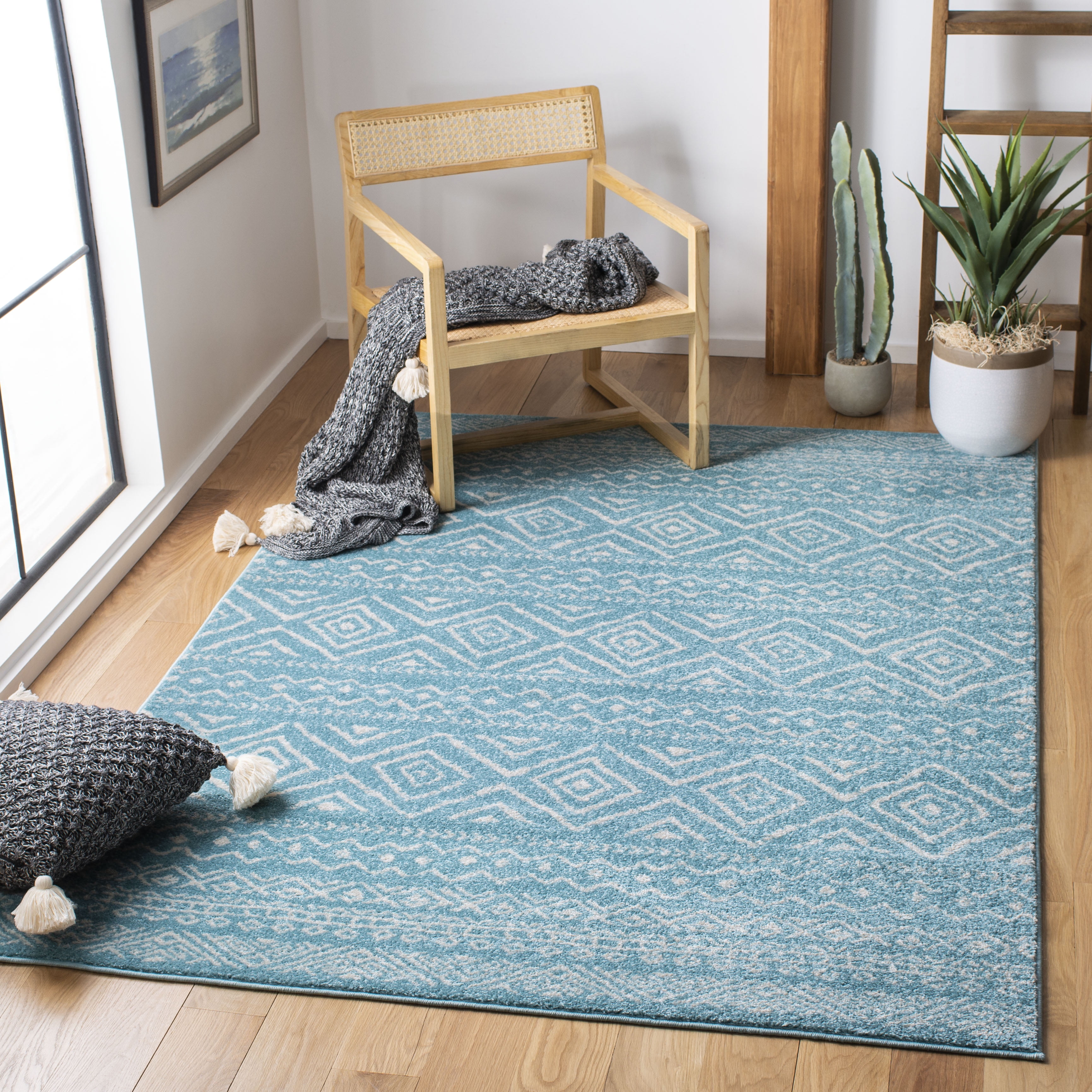 SAFAVIEH Tulum Merletta Oriental Area Rug, Turquoise/Ivory, 9' x 12'
