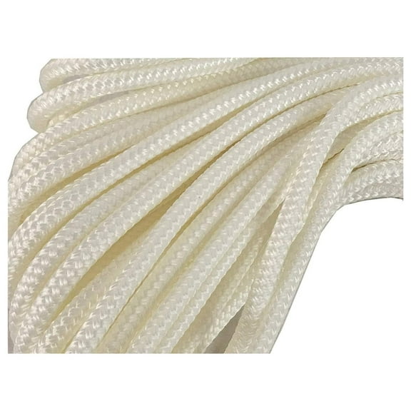 Polyester Rope 1/4 Inch x 100 ft - Double Braided White Rope for Sail Rigging, Halyards, Winch Lines, Flag Pole, Marine & General Purpose - Made in USA
