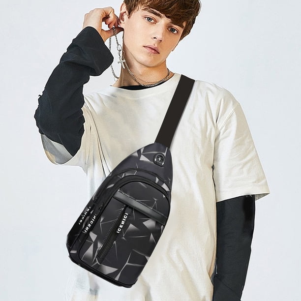 Mochila bandolera multicapa con puerto de carga USB | Bolso bandolera de tela Oxford para viajes, senderismo y ciclismo | Correas ajustables | Mochila informal impermeable para el trabajo al aire