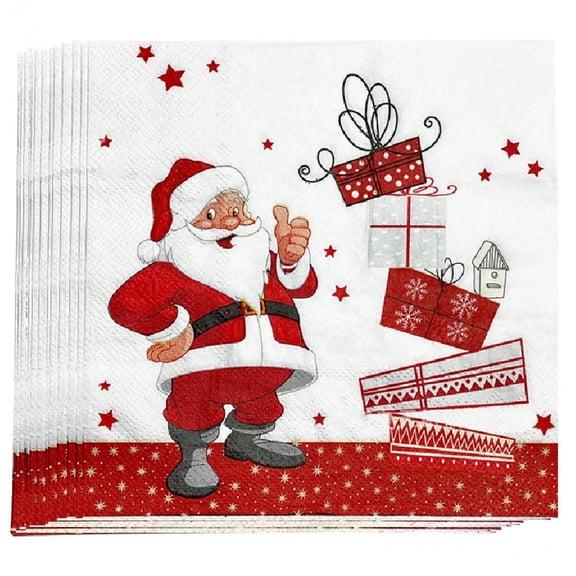 20PCS Christmas Decoupage Napkins Vintage Santa Claus Printed Paper Wipes For Parties Napkins For Decoupage Crafts New Year