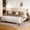 Beige-Queen, variant on Asofer Queen Size Platform Bed Frame with Tufted Headboard, Steel Slat Support System, Beige