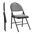 thumbnail image 1 of Set of 2 Folding Chairs, Linen Foldable Chairs with Metal Frame and Padded Seat, High Back Rest Easy to Fold and Store for Home, Office, Dining and Reception 47*50*88Cm, Gray, 1 of 8