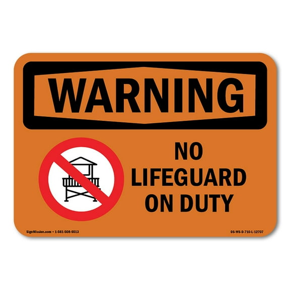 OSHA WARNING Sign - No Lifeguard On Duty | Decal | Protect Your Business, Construction Site, Warehouse & Shop Area | Made in the USA