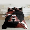 thumbnail image 2 of Manfei Letter A Monogrammed Bedding Comforter Set,Rugby Game Twin Comforter Sets,Brown Black Bedding Set For Boy,Microfiber Room Decorative Reversible,2pcs, 2 of 8