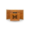 thumbnail image 1 of Michigan Wolverines Laser Engraved Brown Trifold Wallet, 1 of 1