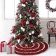 thumbnail image 5 of Falda de árbol de Navidad, falda de árbol roja y blanca de 48 pulgadas con borde de pompones pequeños para decoración de Navidad de árbol de Navidad, 1 pieza JAMW Sencillez, 5 of 5