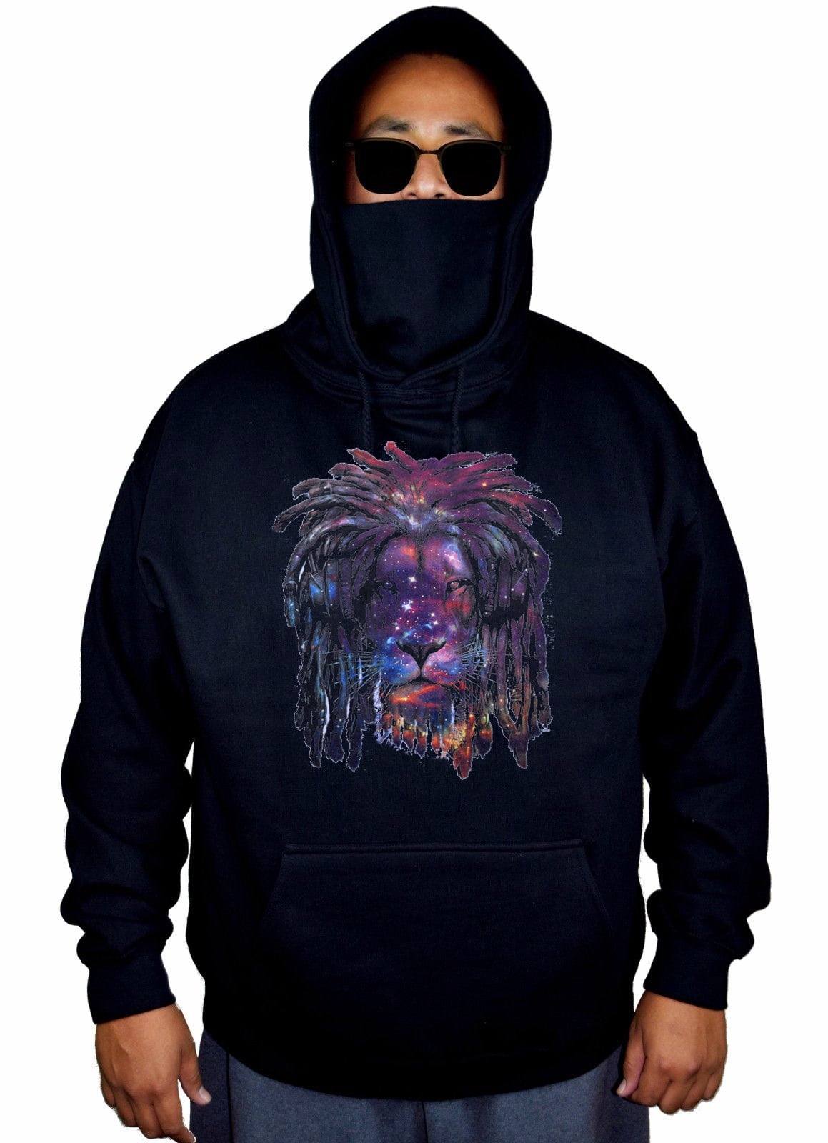 Interstate Apparel Mens Faux Pocket Weed Black Fleece Zipper Hoodie Black
